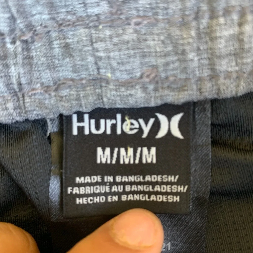 Hurley Board Shorts Mens 30 Gray Good Striped Logo Stretch Drawstring Swimwear